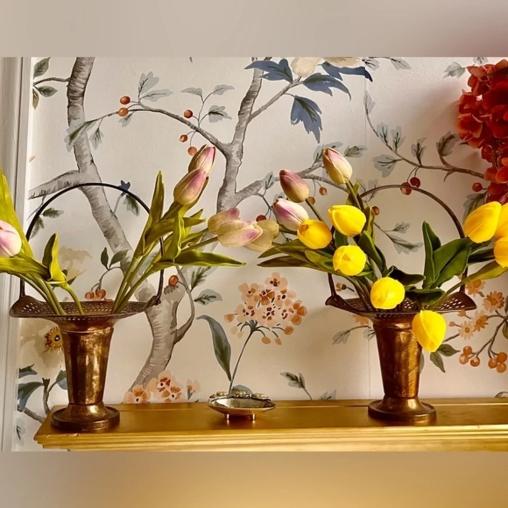 Antique silver plated flower baskets set of 2